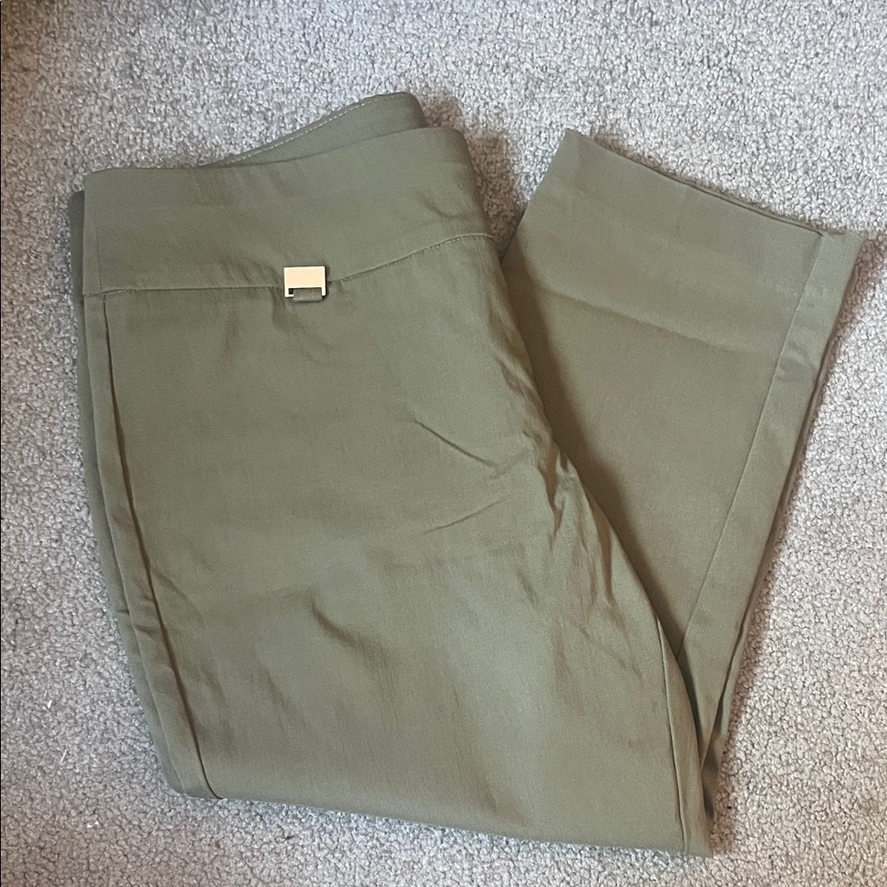 Alfani Petite Olive Green Capri Pants with Silver Accent